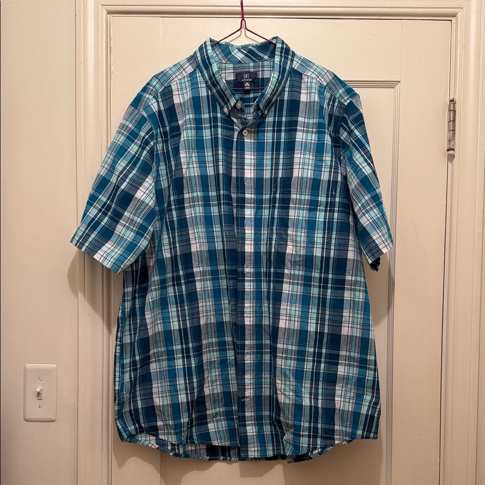 George Teal and Navy Plaid Shirt